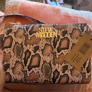 Steve Madden Pink and Black Snake Print Crossbody Bag
